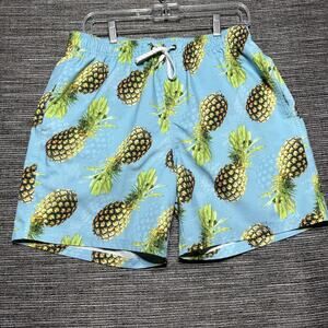 Ocean Current Board Shorts Men's Size L Blue Pineapple Drawstring Summer